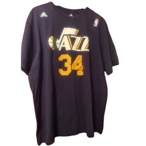 Adidas Utah Jazz #34 Jersey 1990 T-Shirt MILES  Sz 2XL Men